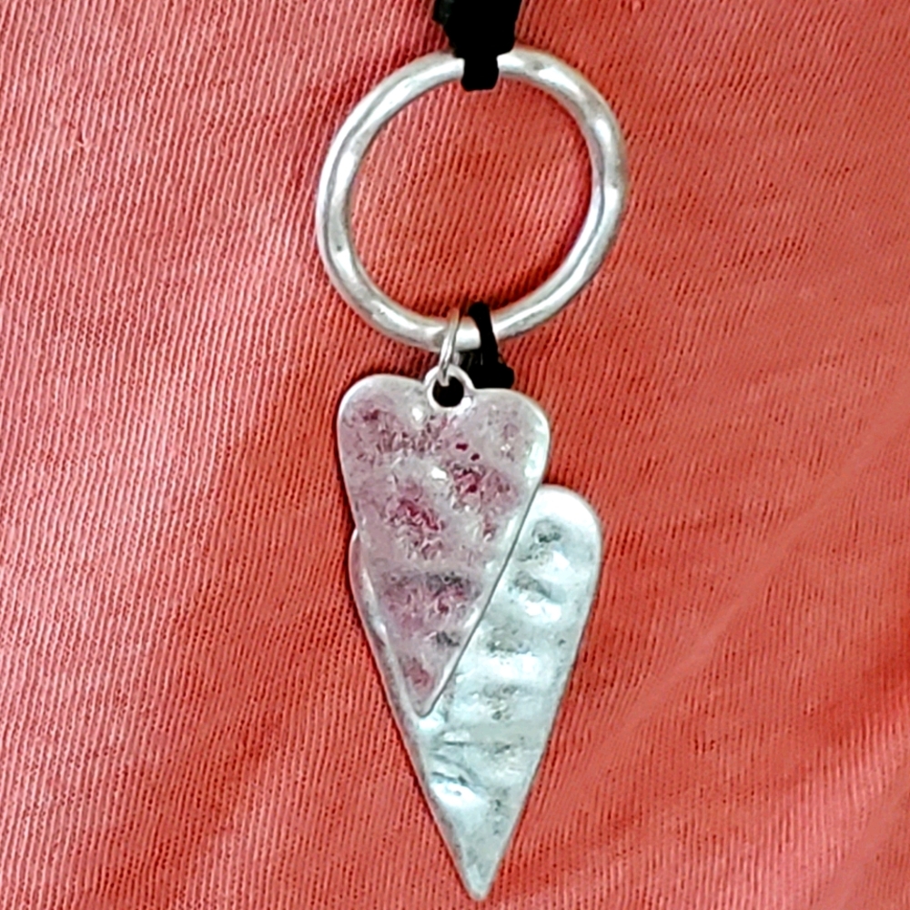 Double Heart Silver Necklace